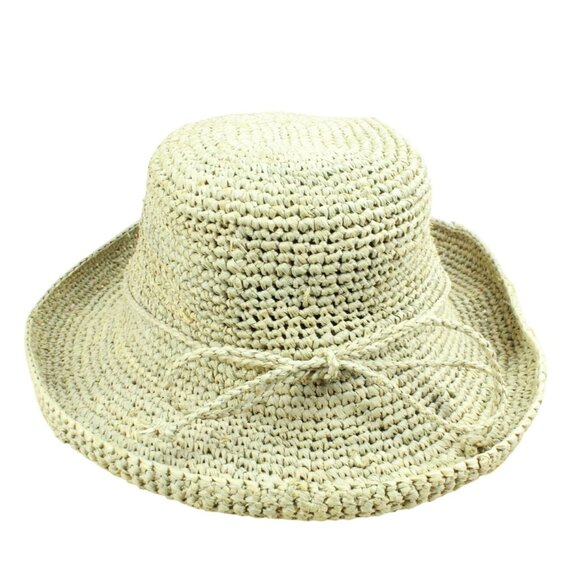 Scala Tan Summer Beach Round Straw Hat - Picture 1 of 5